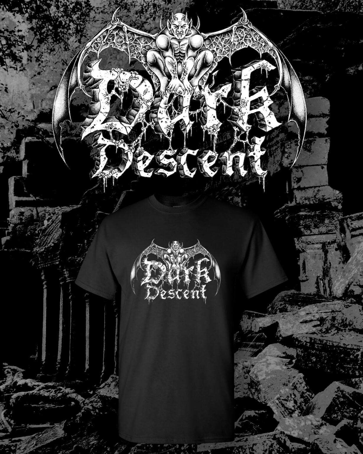 Dark Descent Gargoyle Logo T-Shirt (Black)